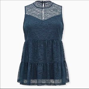 Torrid size 2 Blue lace sleeveless baby doll